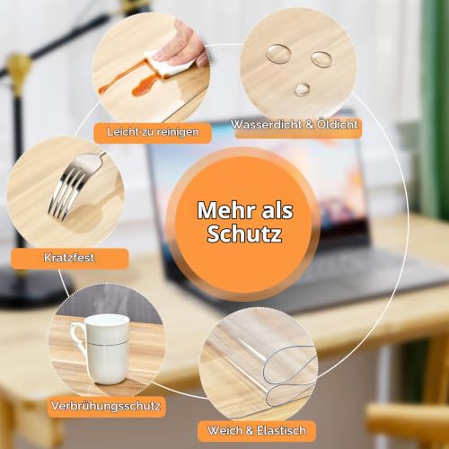 Schreibtischmatte Klare, 60x40x0,15cm Transparent Schreibtischauflage Durchsichtige PVC Schreibtischunterlage Rutschfest Wasserdichte Tischunterlage Kinder Tisch-Schutz für Büro Zuhause