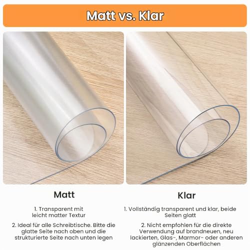 Schreibtischmatte Klare, 60x40x0,15cm Transparent Schreibtischauflage Durchsichtige PVC Schreibtischunterlage Rutschfest Wasserdichte Tischunterlage Kinder Tisch-Schutz für Büro Zuhause