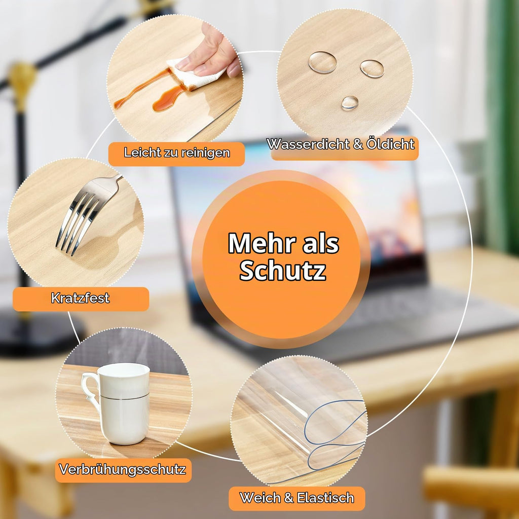 Schreibtischmatte Klare, 60x40x0,15cm Transparent Schreibtischauflage Durchsichtige PVC Schreibtischunterlage Rutschfest Wasserdichte Tischunterlage Kinder Tisch-Schutz für Büro Zuhause