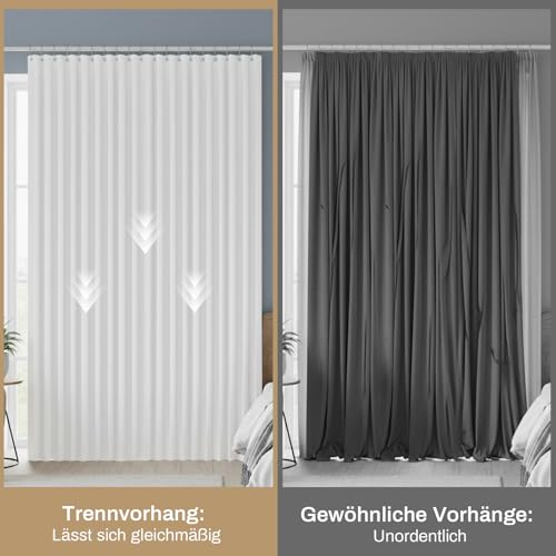 Raumteiler Vorhang Extra Breit H213xB254CM Wasserdicht, Raumtrenner Vorhänge mit Haken, Schrankvorhang Faltbarer Raumteiler für Bad/Schlafzimmer/Wohnzimmer/Büro/Sichtschutz(Weiß)