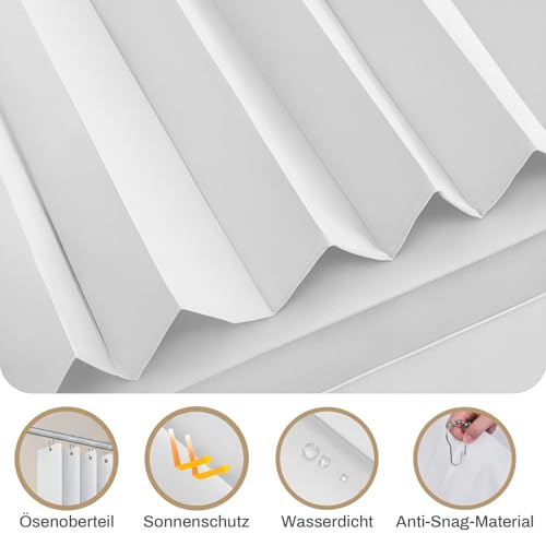 Raumteiler Vorhang Extra Breit H213xB254CM Wasserdicht, Raumtrenner Vorhänge mit Haken, Schrankvorhang Faltbarer Raumteiler für Bad/Schlafzimmer/Wohnzimmer/Büro/Sichtschutz(Weiß)