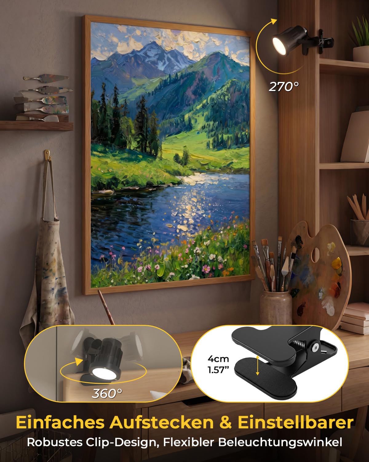 LED Klemmspot Uplight Spot mit Fernbedienung, 7W 3 Farbtemperatur