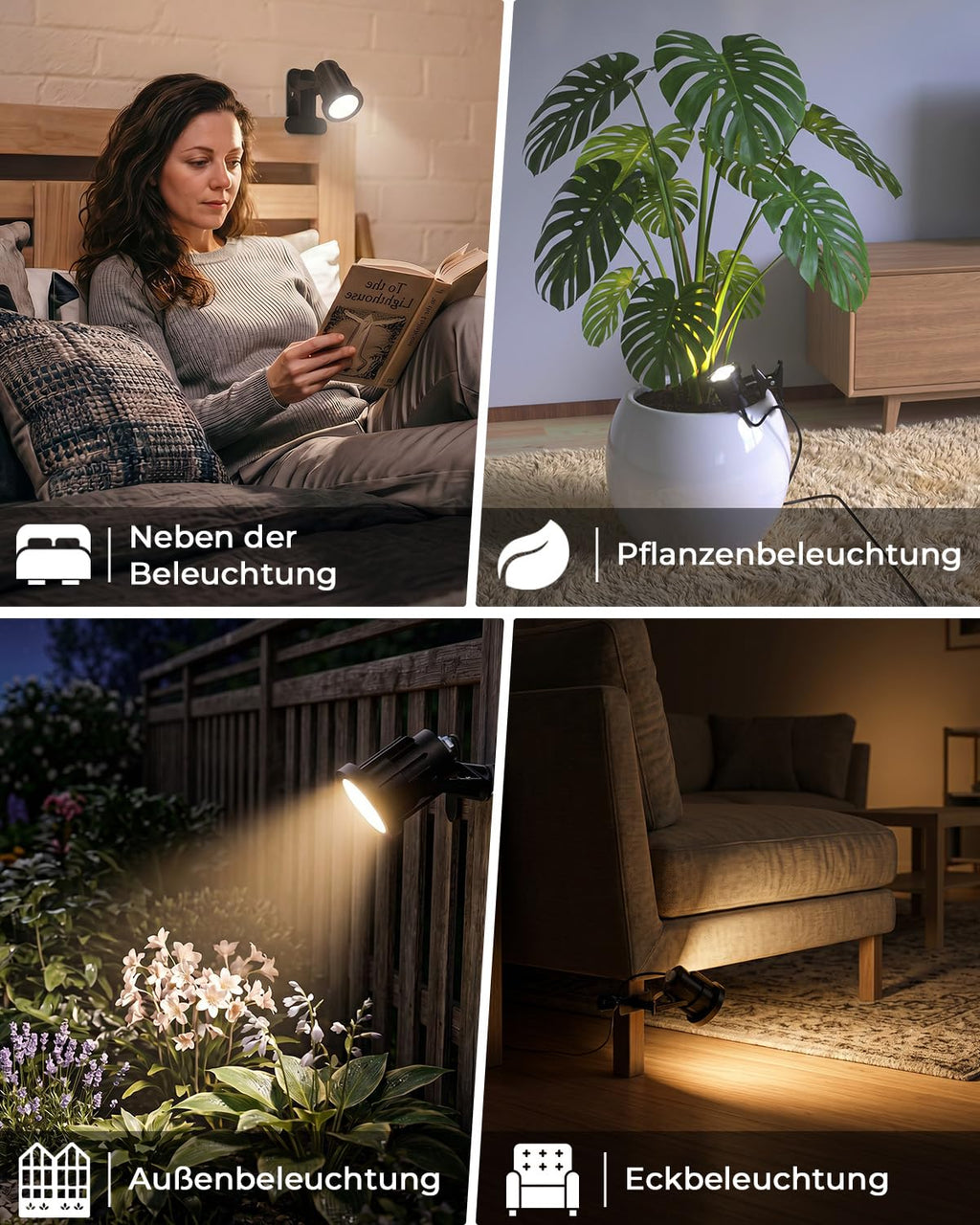 LED Klemmspot Uplight Spot mit Fernbedienung, 7W 3 Farbtemperatur