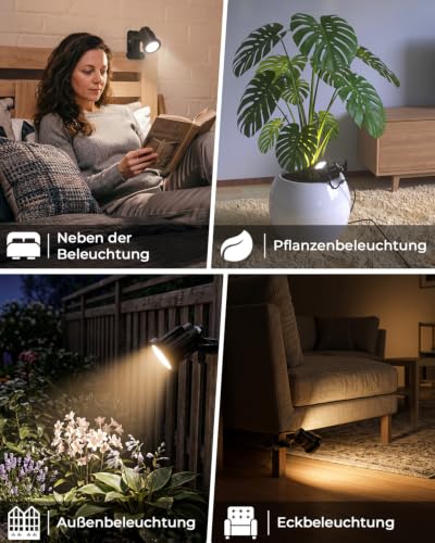 LED Klemmspot Uplight Spot mit Fernbedienung, 7W 3 Farbtemperatur