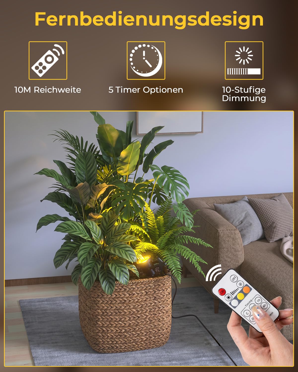 LED Klemmspot Uplight Spot mit Fernbedienung, 7W 3 Farbtemperatur
