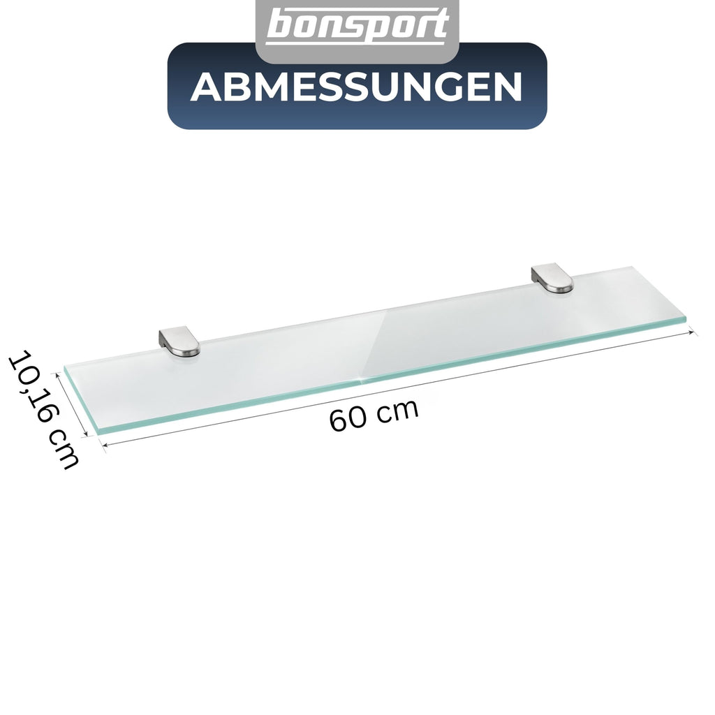bonsport Glasregal Wandregal für Badezimmer Milchglas, 60x10,16x0,6cm