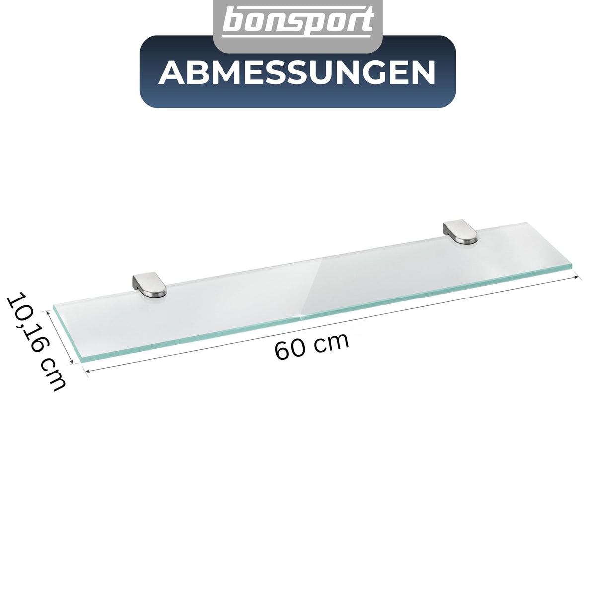 bonsport Glasregal Wandregal für Badezimmer Milchglas, 60x10,16x0,6cm