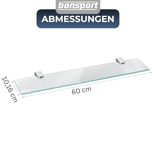 bonsport Glasregal Wandregal für Badezimmer Milchglas, 60x10,16x0,6cm