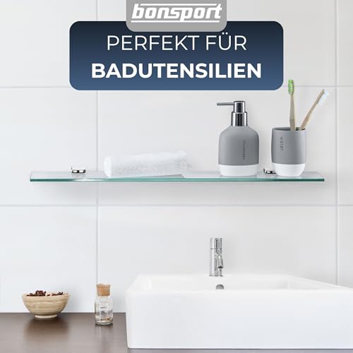 bonsport Glasregal Wandregal für Badezimmer Milchglas, 60x10,16x0,6cm