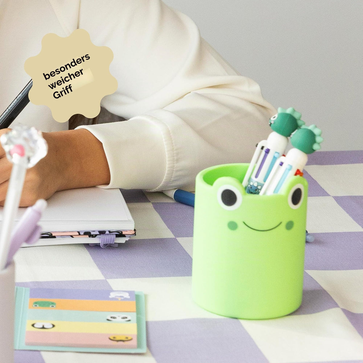 Back2Fun - Weicher Silikon-Stiftehalter für Kinder mit süßem Tiermotiv. Perfekt zum Ordnen von Schulutensilien - ideal zum Schulstart oder als Geschenk