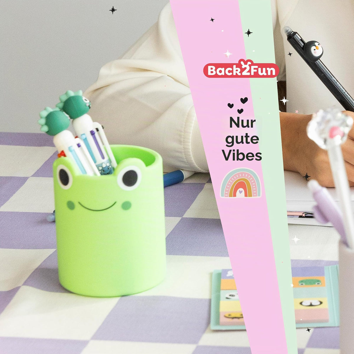 Back2Fun - Weicher Silikon-Stiftehalter für Kinder mit süßem Tiermotiv. Perfekt zum Ordnen von Schulutensilien - ideal zum Schulstart oder als Geschenk