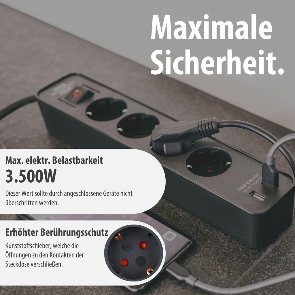 Brennenstuhl Ecolor Steckdosenleiste 4-Fach mit USB-Ladebuchse