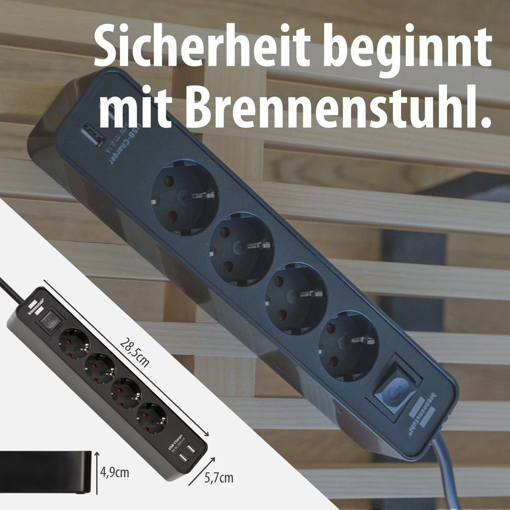 Brennenstuhl Ecolor Steckdosenleiste 4-Fach mit USB-Ladebuchse