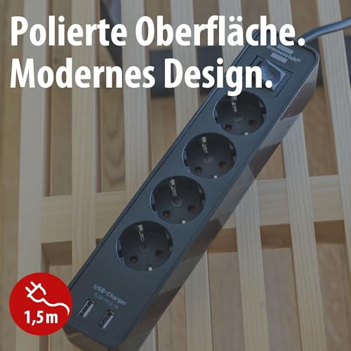 Brennenstuhl Ecolor Steckdosenleiste 4-Fach mit USB-Ladebuchse