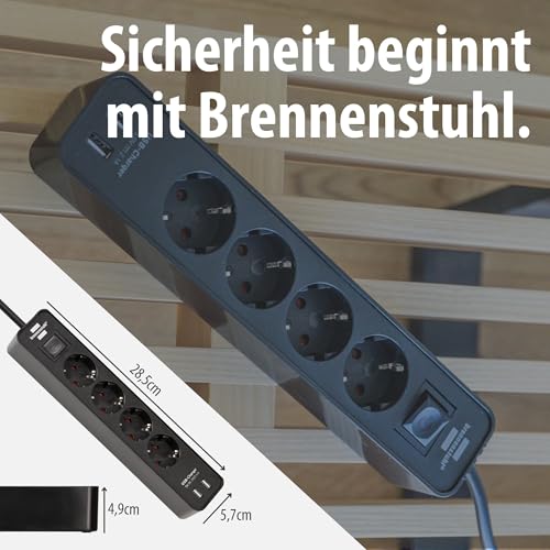 Brennenstuhl Ecolor Steckdosenleiste 4-Fach mit USB-Ladebuchse