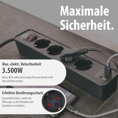 Brennenstuhl Ecolor Steckdosenleiste 4-Fach mit USB-Ladebuchse