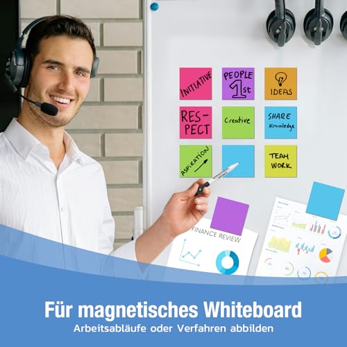 HOMiDEK Magnetstreifen Beschreibbar - 30 Stück Beschreibbare Magnete - Magnete zum Beschriften für Magnettafel Whiteboard, Kühlschrank - 75 x 75 mm