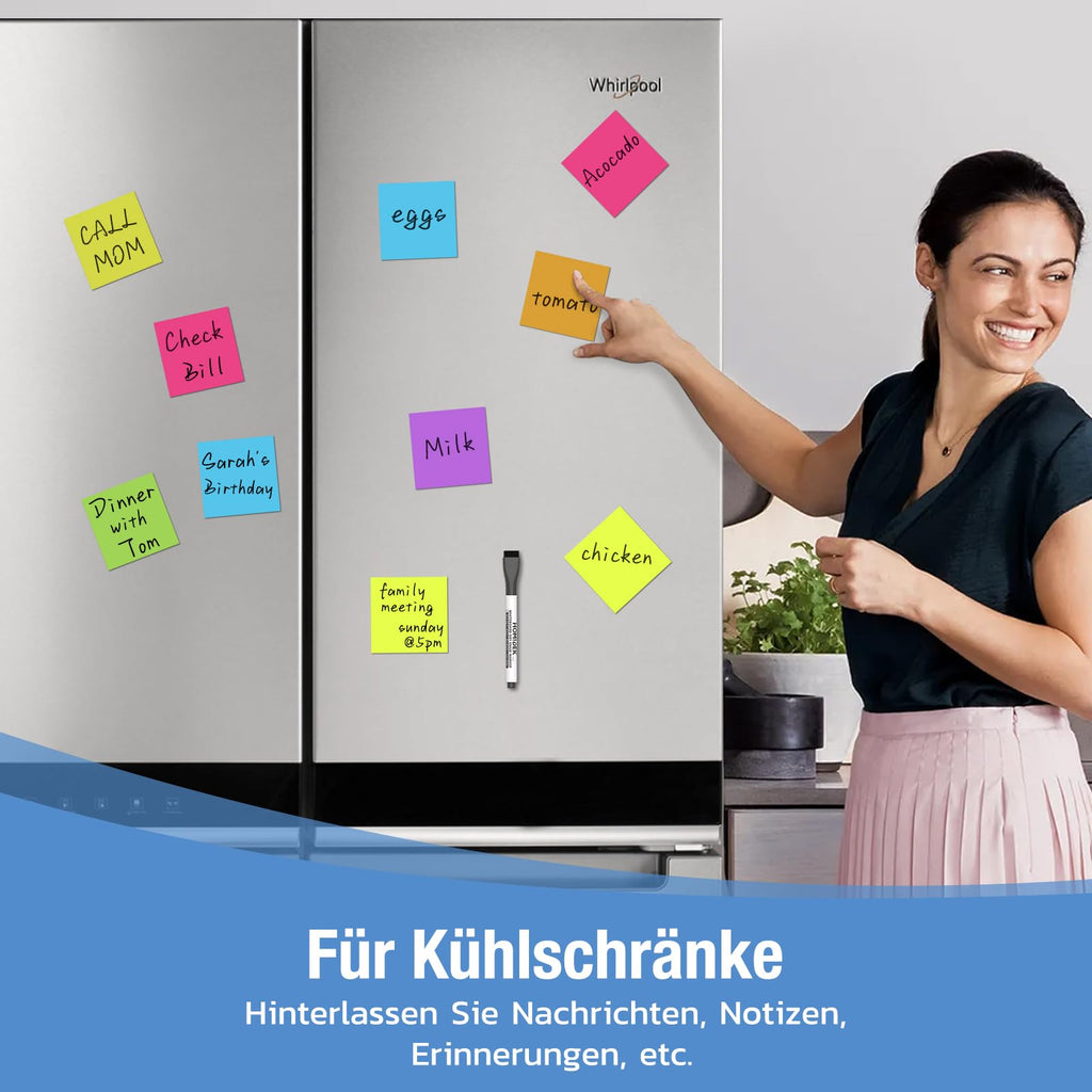 HOMiDEK Magnetstreifen Beschreibbar - 30 Stück Beschreibbare Magnete - Magnete zum Beschriften für Magnettafel Whiteboard, Kühlschrank - 75 x 75 mm