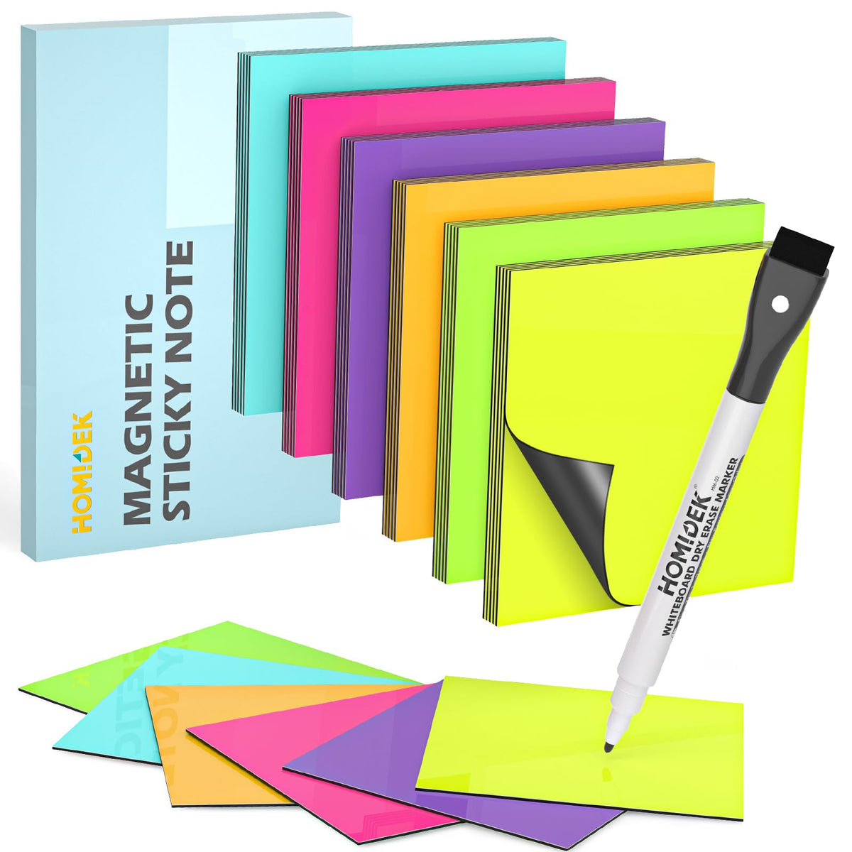 HOMiDEK Magnetstreifen Beschreibbar - 30 Stück Beschreibbare Magnete - Magnete zum Beschriften für Magnettafel Whiteboard, Kühlschrank - 75 x 75 mm
