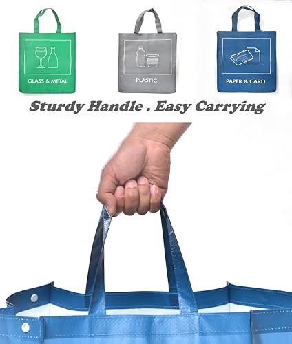 YOUNG DA Mülltrennungsset 3-teilig | wiederverwendbare Müllbeutel für Recycling | Abfalltrenner für Haushalt, Küche, Garten | wasserdicht & stabil | inkl. Tragegriffen