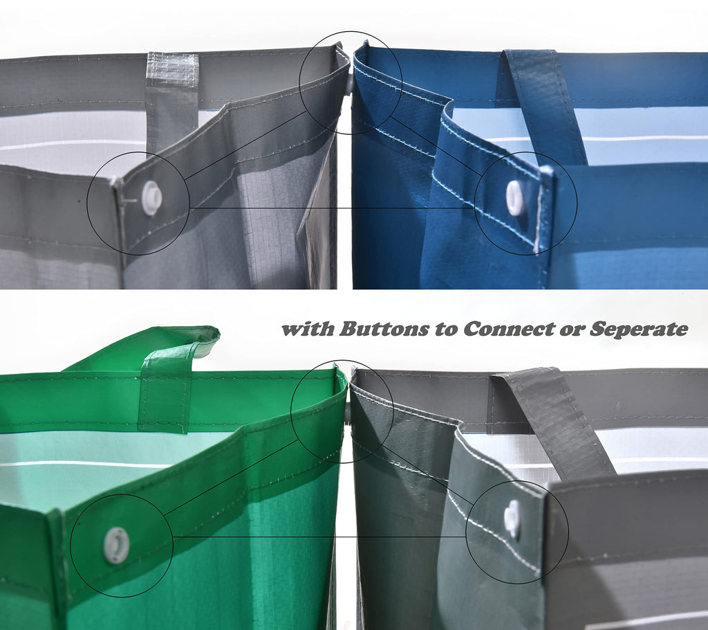YOUNG DA Mülltrennungsset 3-teilig | wiederverwendbare Müllbeutel für Recycling | Abfalltrenner für Haushalt, Küche, Garten | wasserdicht & stabil | inkl. Tragegriffen
