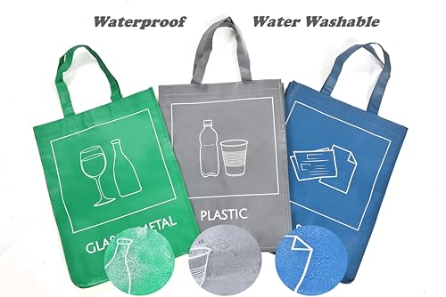 YOUNG DA Mülltrennungsset 3-teilig | wiederverwendbare Müllbeutel für Recycling | Abfalltrenner für Haushalt, Küche, Garten | wasserdicht & stabil | inkl. Tragegriffen