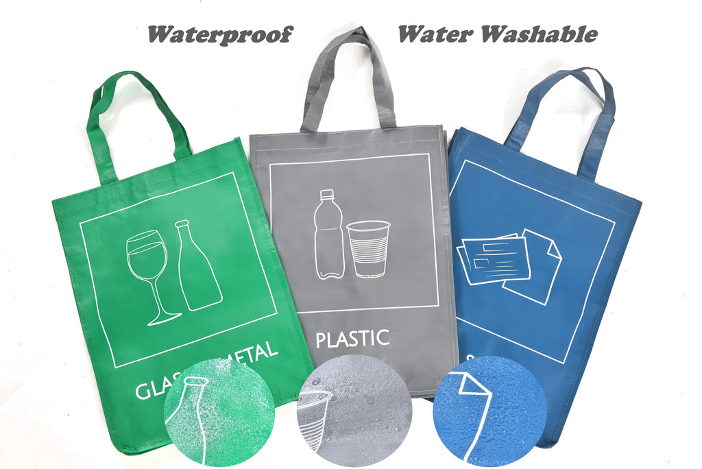 YOUNG DA Mülltrennungsset 3-teilig | wiederverwendbare Müllbeutel für Recycling | Abfalltrenner für Haushalt, Küche, Garten | wasserdicht & stabil | inkl. Tragegriffen