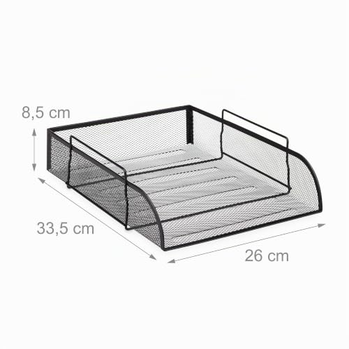 Relaxdays stapelbare Dokumentenablage, Büro Briefablage aus Metall für DIN A4, Schreibtischablage BxT 26x33,5cm, schwarz