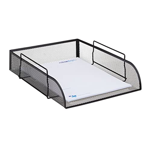 Relaxdays stapelbare Dokumentenablage, Büro Briefablage aus Metall für DIN A4, Schreibtischablage BxT 26x33,5cm, schwarz