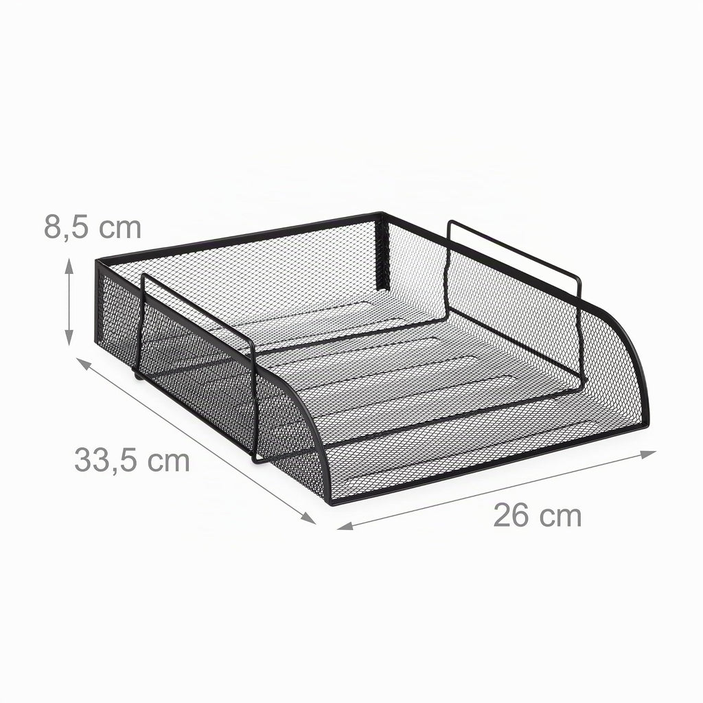 Relaxdays stapelbare Dokumentenablage, Büro Briefablage aus Metall für DIN A4, Schreibtischablage BxT 26x33,5cm, schwarz