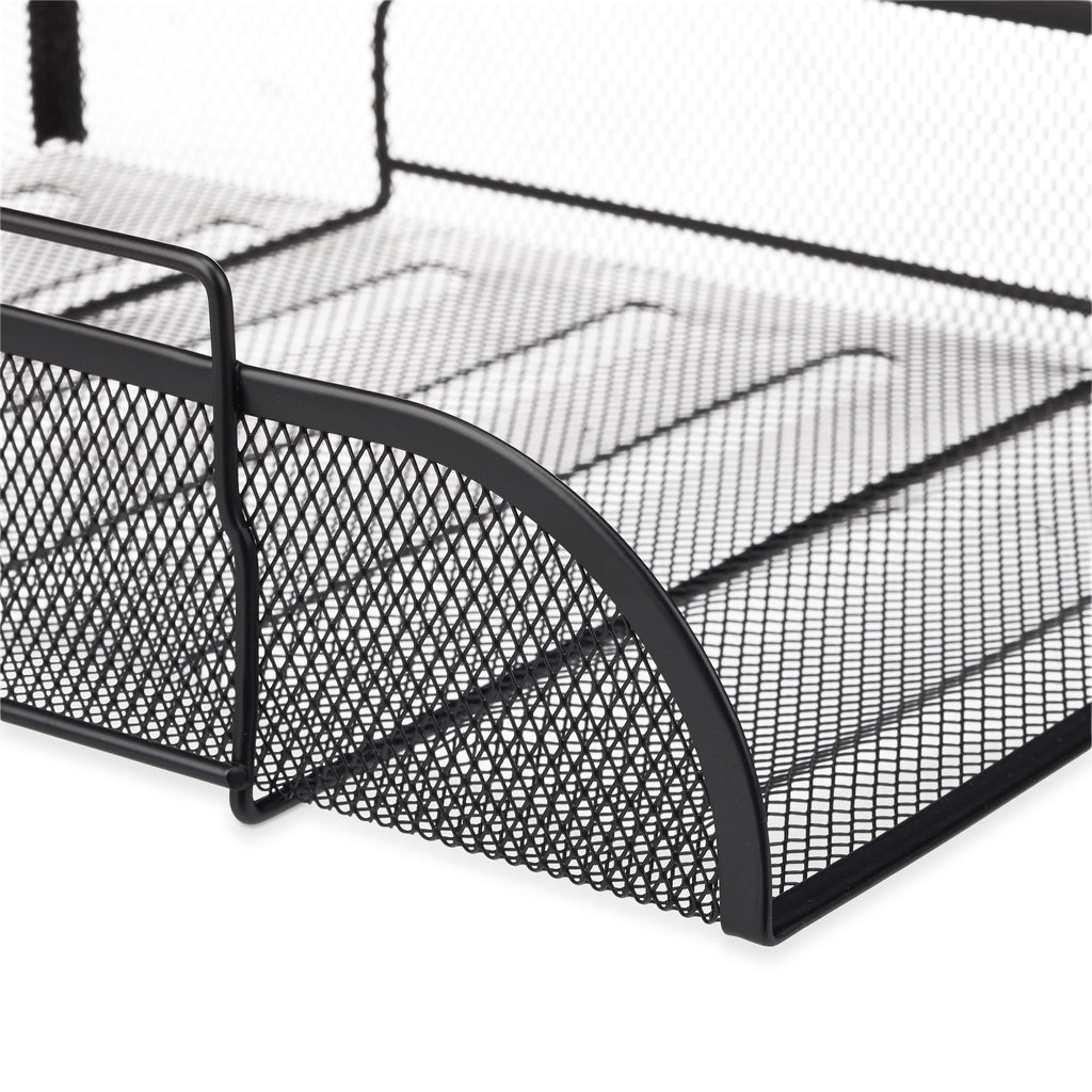 Relaxdays stapelbare Dokumentenablage, Büro Briefablage aus Metall für DIN A4, Schreibtischablage BxT 26x33,5cm, schwarz