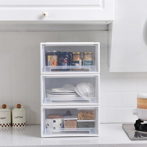 2 Stück Schubladeneinheit Kunststoff Schubladenbox Stapelbar Schreibtisch Schubladenbox aus Kunststoff Geeignet für Wohnzimmer, Schlafzimmer, Büro