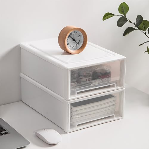 2 Stück Schubladeneinheit Kunststoff Schubladenbox Stapelbar Schreibtisch Schubladenbox aus Kunststoff Geeignet für Wohnzimmer, Schlafzimmer, Büro