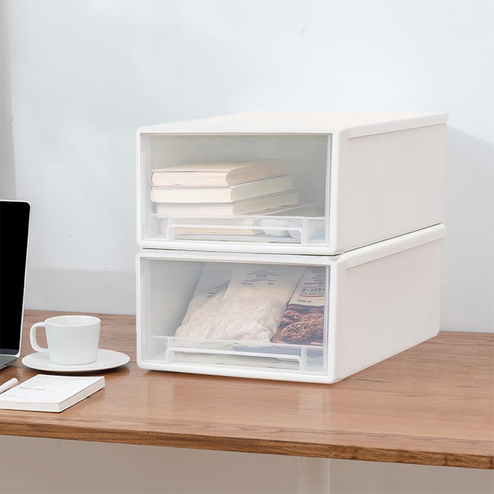 2 Stück Schubladeneinheit Kunststoff Schubladenbox Stapelbar Schreibtisch Schubladenbox aus Kunststoff Geeignet für Wohnzimmer, Schlafzimmer, Büro
