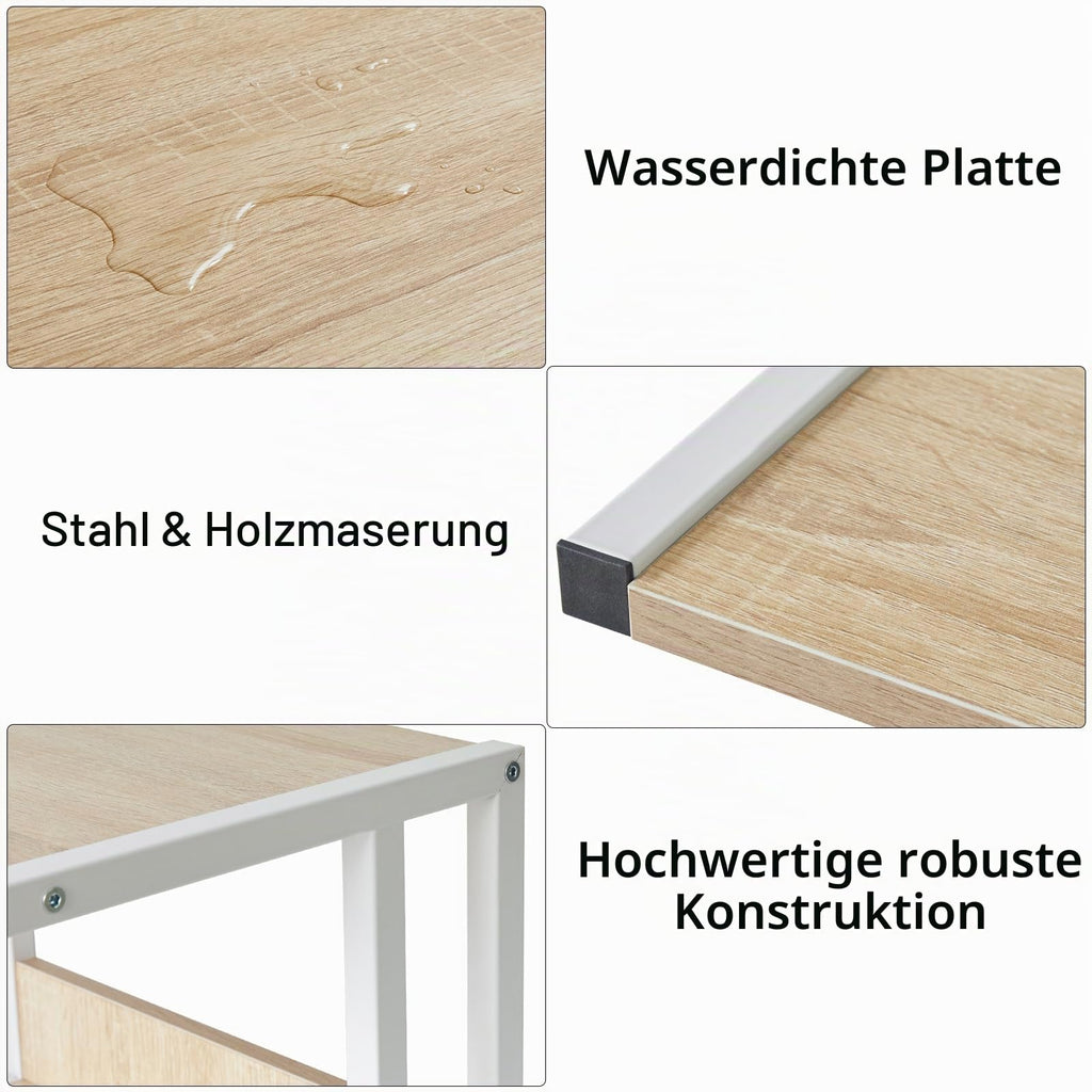 IBUYKE Unterschrank Druckerhalterung, 2-Ebenen Druckerwagen für Drucker, Mobil, Heim Desktop Organizer Regal mit 4 Rädern, für Drucker, Fax, Home Office, Hellholz TLJ007R