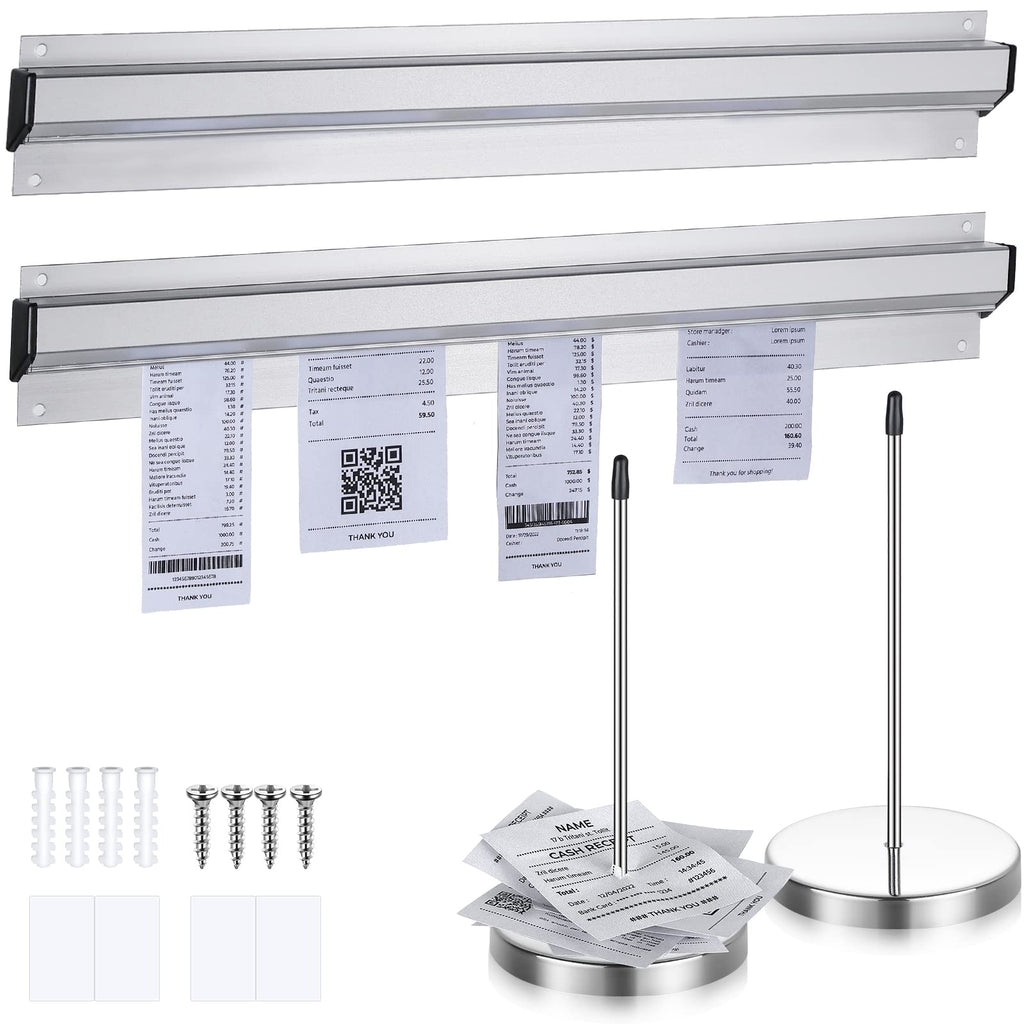 Photect 4 Stück Tickethalter Set für Restaurants, Silber, 15,8 x 2,3 Zoll