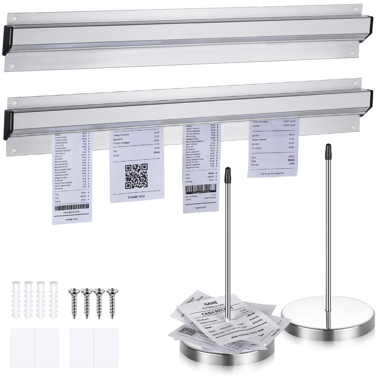 Photect 4 Stück Tickethalter Set für Restaurants, Silber, 15,8 x 2,3 Zoll