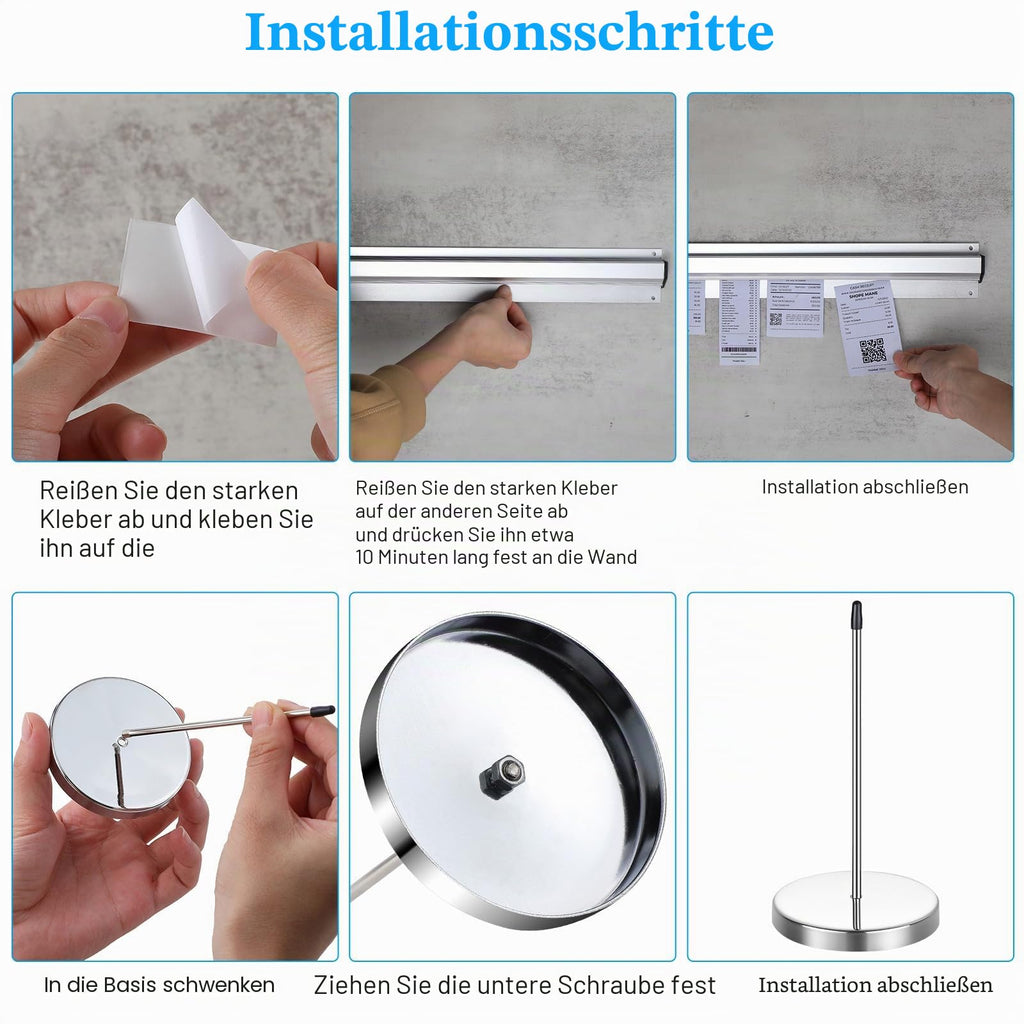 Photect 4 Stück Tickethalter Set für Restaurants, Silber, 15,8 x 2,3 Zoll
