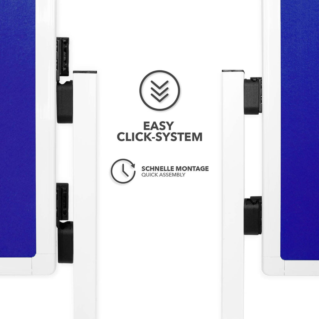Floordirekt Filz Moderationstafel Metaplanwand mit feststellbaren Rollen | Filztafel Pinnwand | Moderationswand Doppelseitig nutzbar - Stabiler Metallrahmen (150 x 120 cm, Blau)