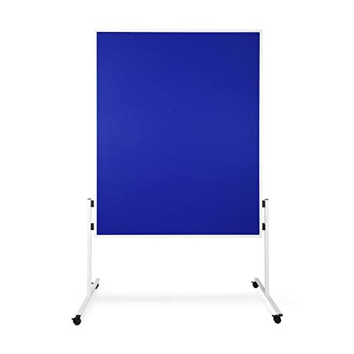 Floordirekt Filz Moderationstafel Metaplanwand mit feststellbaren Rollen | Filztafel Pinnwand | Moderationswand Doppelseitig nutzbar - Stabiler Metallrahmen (150 x 120 cm, Blau)
