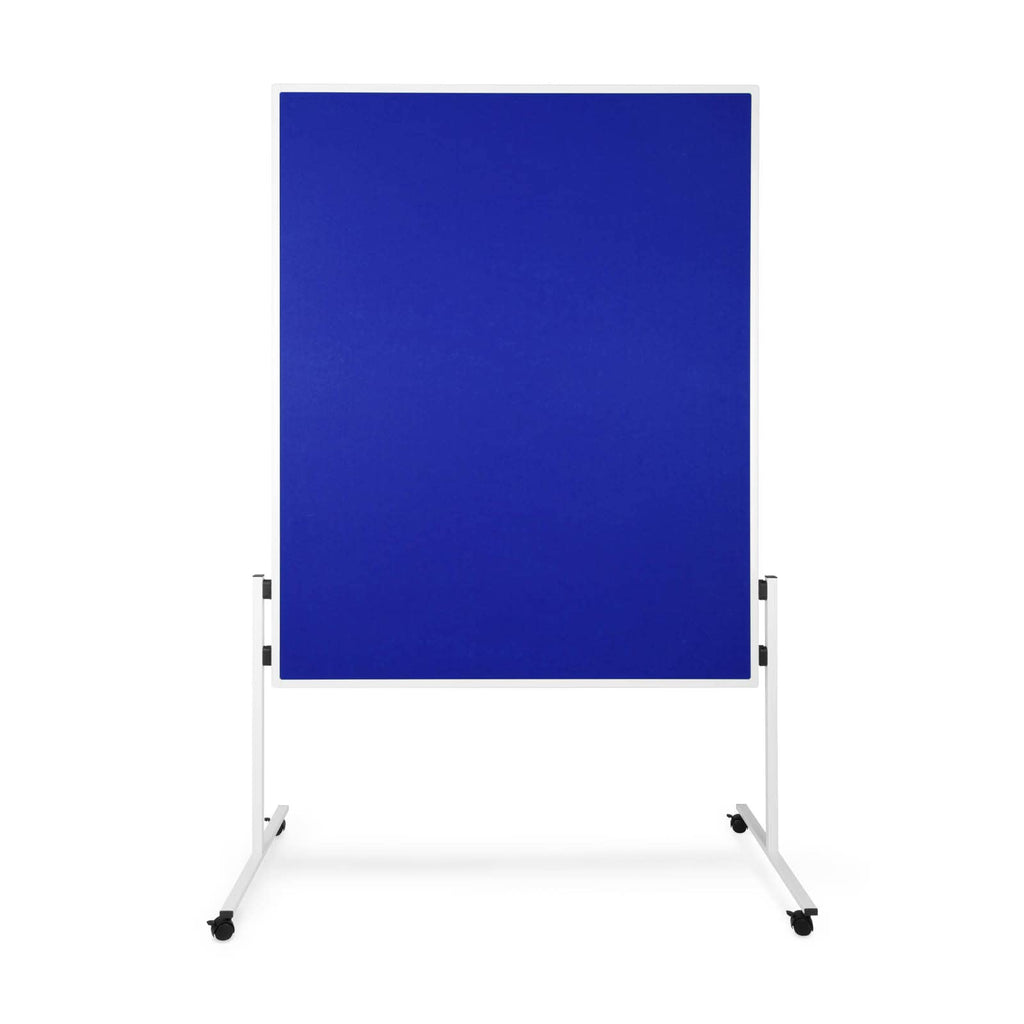 Floordirekt Filz Moderationstafel Metaplanwand mit feststellbaren Rollen | Filztafel Pinnwand | Moderationswand Doppelseitig nutzbar - Stabiler Metallrahmen (150 x 120 cm, Blau)