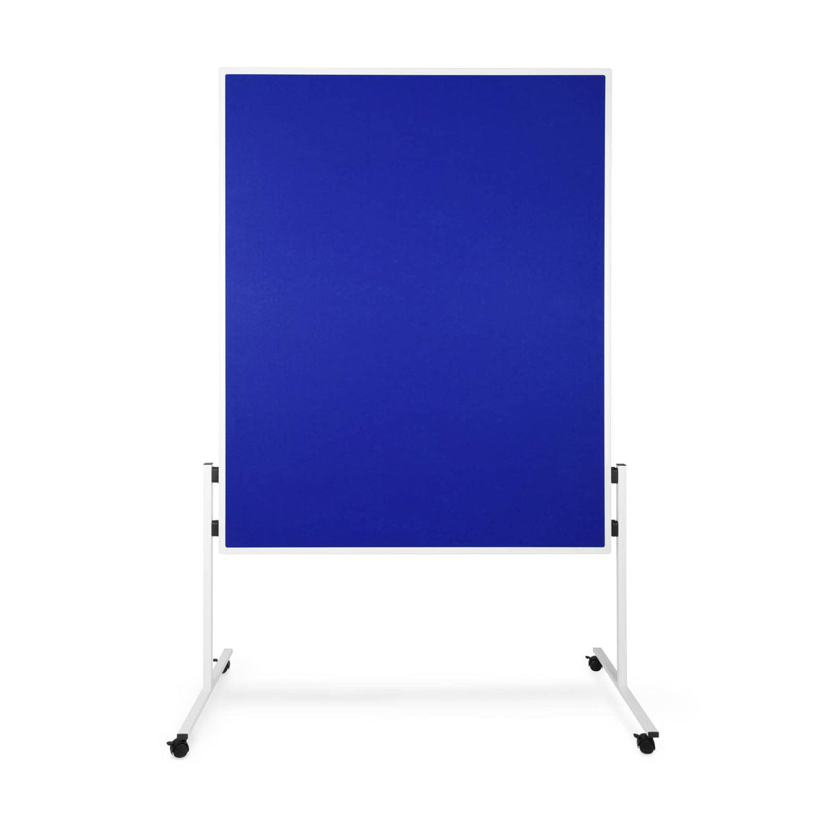 Floordirekt Filz Moderationstafel Metaplanwand mit feststellbaren Rollen | Filztafel Pinnwand | Moderationswand Doppelseitig nutzbar - Stabiler Metallrahmen (150 x 120 cm, Blau)