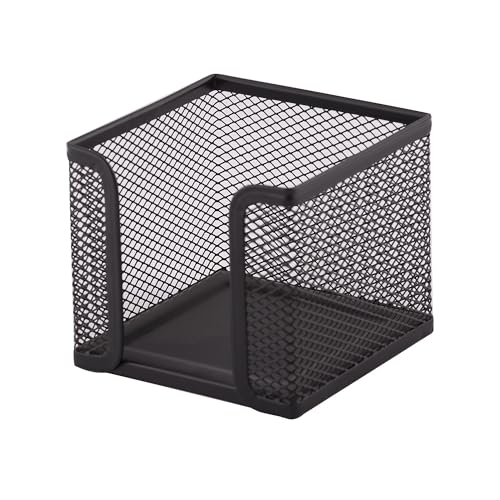 D.RECT KOMO Notizzettelbox – Praktischer Metall-Halter für Zettel – Schreibtisch-Organizer aus robustem Gitter, Schwarz