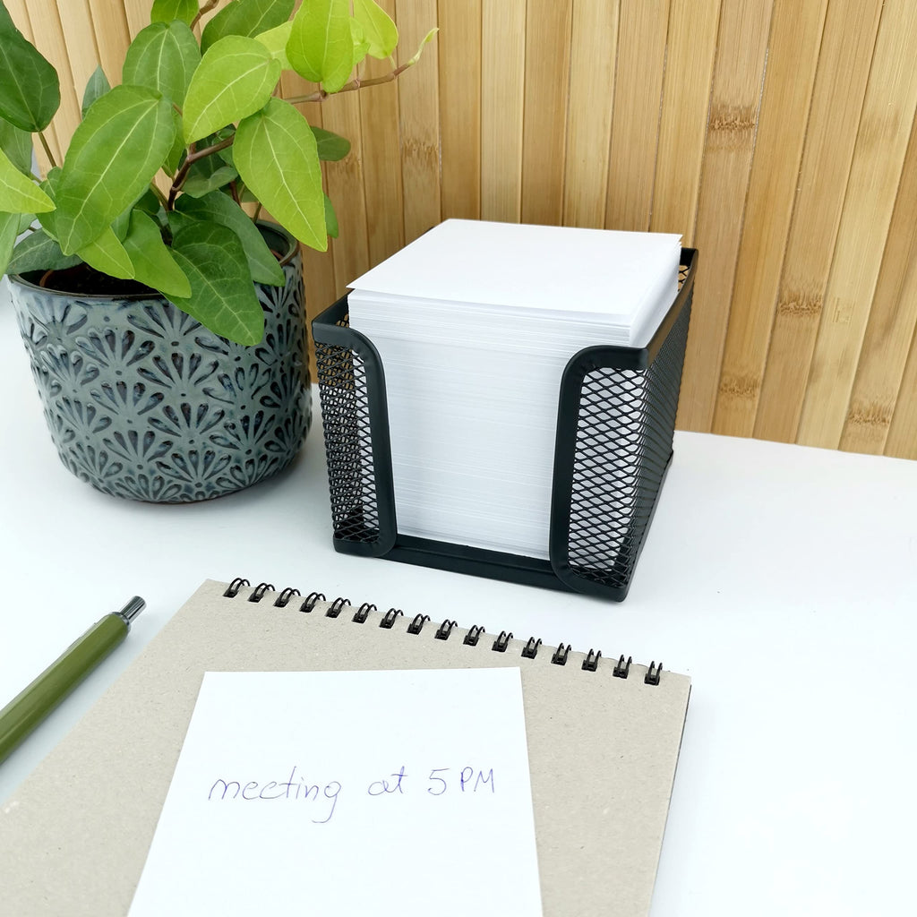 D.RECT KOMO Notizzettelbox – Praktischer Metall-Halter für Zettel – Schreibtisch-Organizer aus robustem Gitter, Schwarz