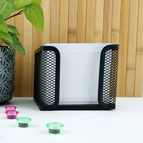 D.RECT KOMO Notizzettelbox – Praktischer Metall-Halter für Zettel – Schreibtisch-Organizer aus robustem Gitter, Schwarz