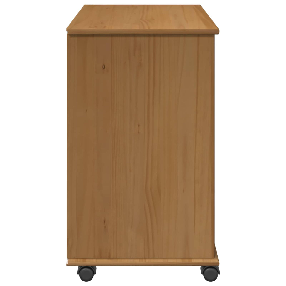 Rollschrank Honigbraun aus Massivholz Kiefer 63,5 x 39 x 65,5 cm mit 7 Schubladen und 1 Regal mobiler Aufbewahrungsschrank für Büro, Keller und Hauswirtschaft