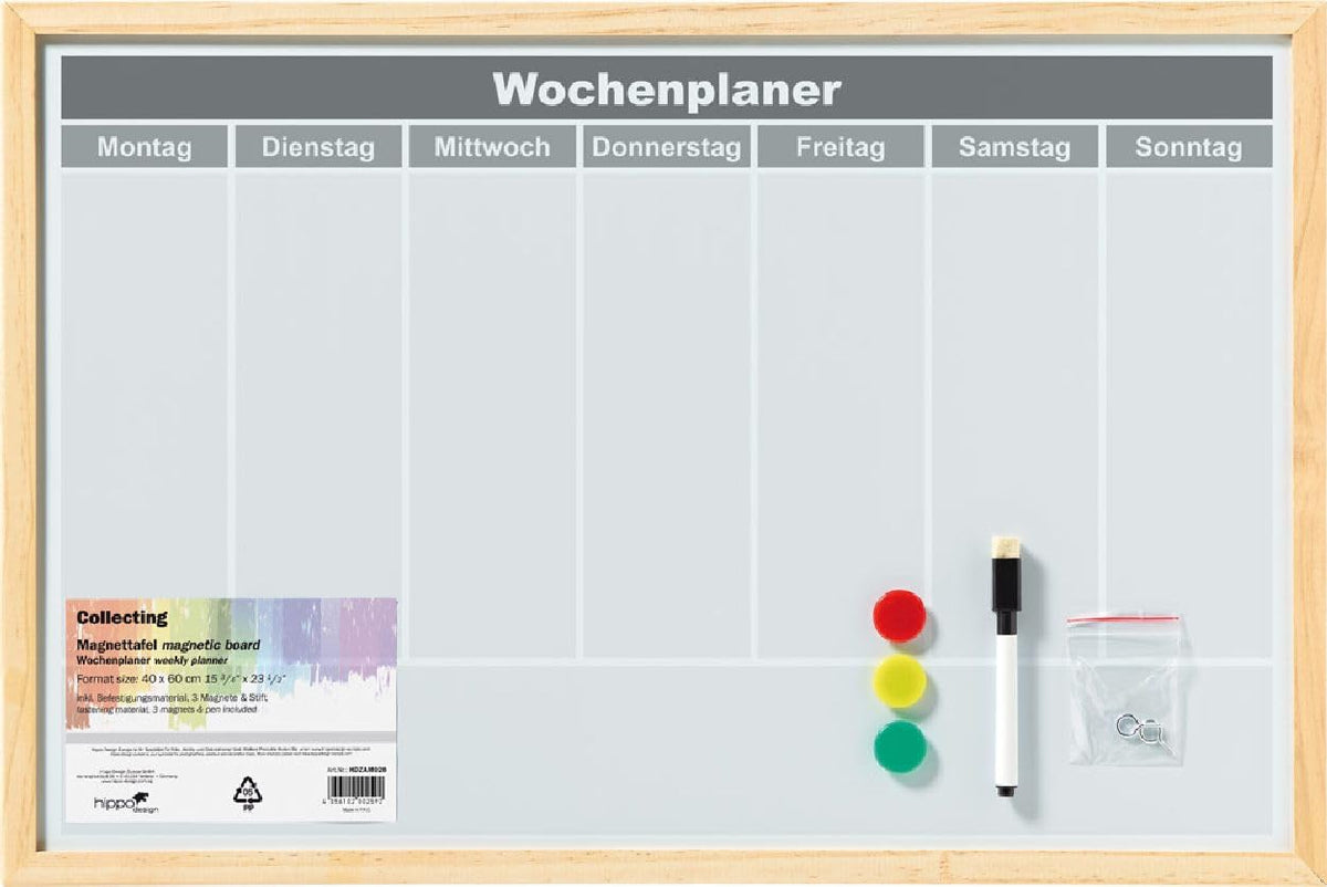 Walther Magnetische Whiteboard, 40x60 cm, Weiß, Melamin, Holzrahmen, Schüler, Schule, Wandmontage