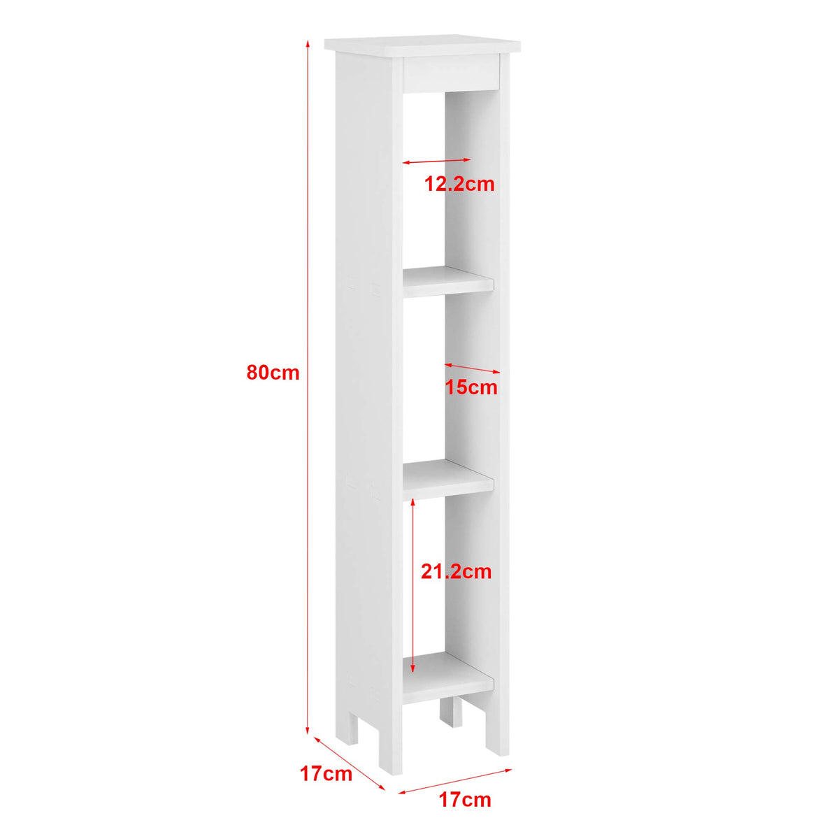 [en.casa] Standregal Arvika 80x17x17cm Nischenregal aus WPC Bücherregal 3 Ablagen Weiß