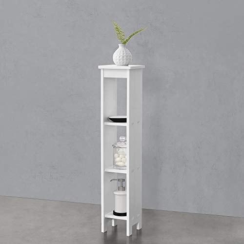[en.casa] Standregal Arvika 80x17x17cm Nischenregal aus WPC Bücherregal 3 Ablagen Weiß