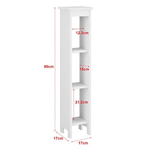 [en.casa] Standregal Arvika 80x17x17cm Nischenregal aus WPC Bücherregal 3 Ablagen Weiß